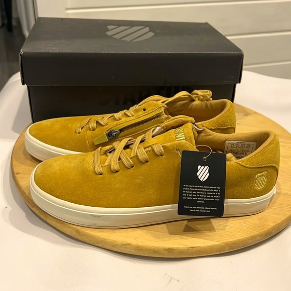NWB K-Swiss Women’s Suede Sneakers Court Pro MOTIVATION Low Size 6.5 Yellow/Gold - Picture 1 of 10